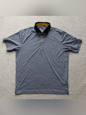 Puma MATTR Century Men's Short Sleeve Golf Polo Shirt - large - navy and gold